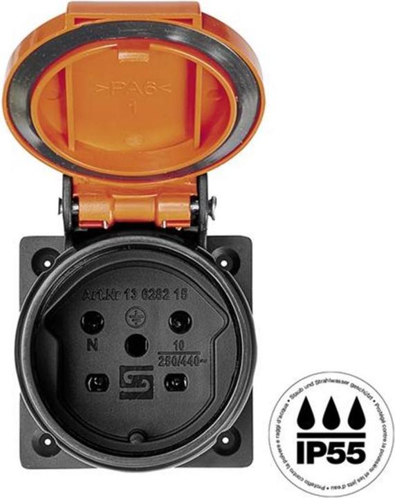 Actual product image Steffen Recessed socket T15 IP55 anthracite cover orange