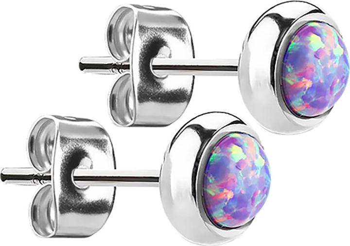 Star Piercing Ohrstecker silber mit Opal violett (ohne Messing, Chirurgenstahl 316L)