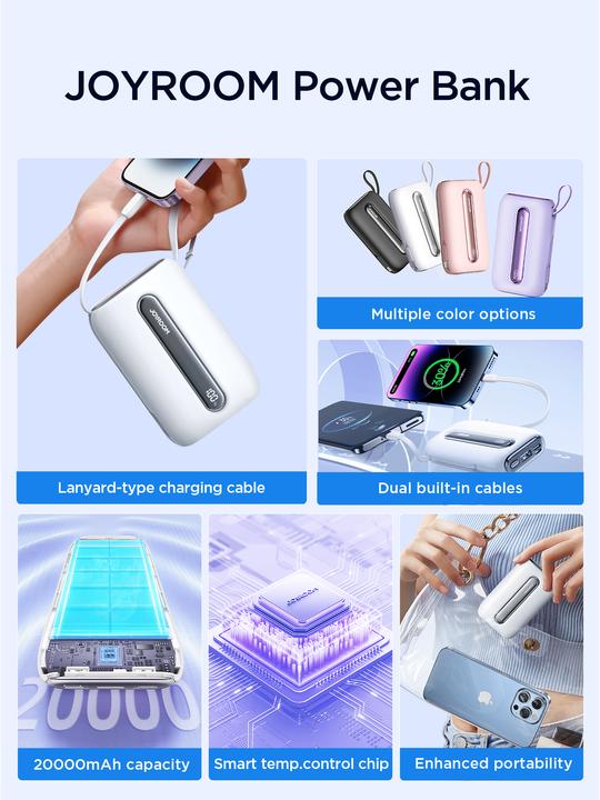 Image du produit Joyroom PowerBank JR-L012 Plus 22.5W 20000mAh (blanc) (20000 mAh, 22.50 W)