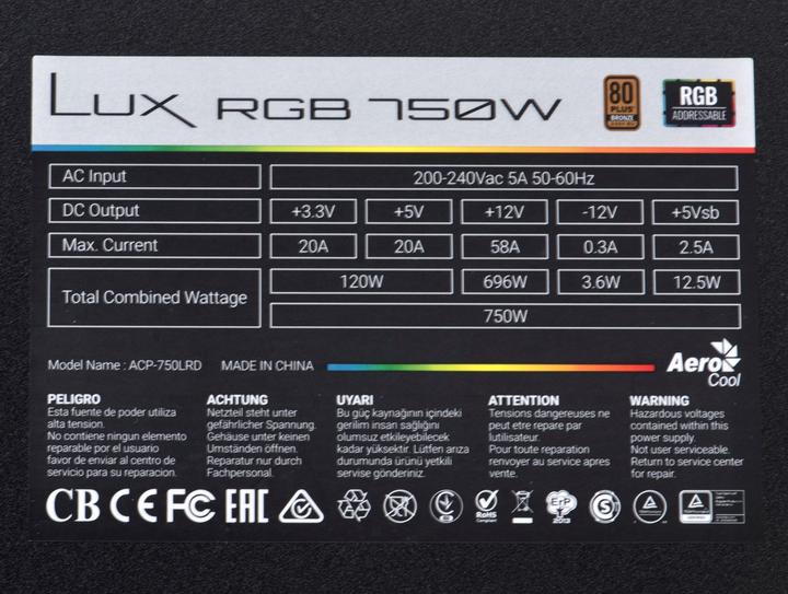 Produktbild AeroCool Lux RGB (750 W)