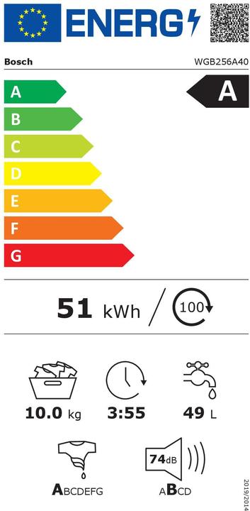 Energy Label Bosch Hausgeräte WGB256A40 (10 kg, Left)