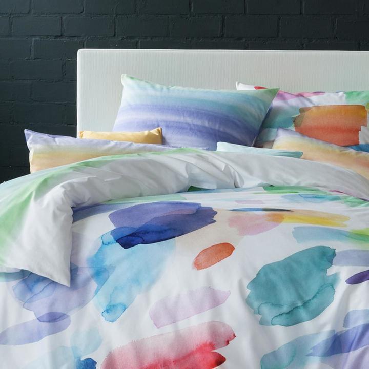 Actual product image Estella Mako satin reversible bedding Splash multicolor (Bedding set, 155x220 cm + 80x80 cm)