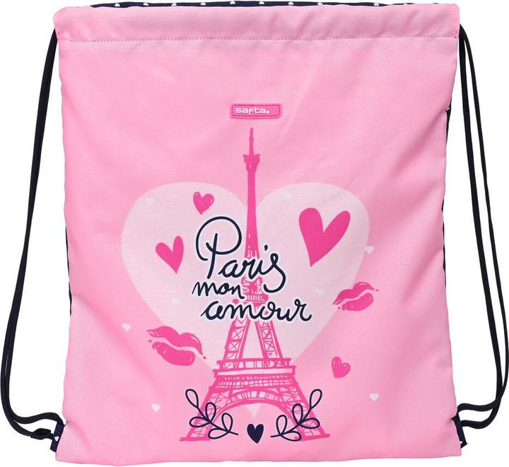 Safta Rucksacktasche mit Bändern Paris Rosa Marineblau 35 x 40 x 1 cm