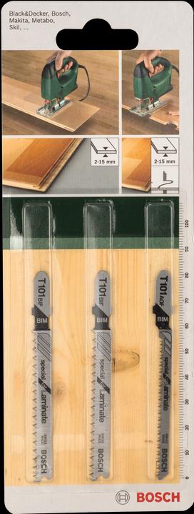 Produktbild Bosch Zubehör 3tlg. Stichsägeblatt-Set T-Schaft T 101 BIF (2x) T 101 AOF