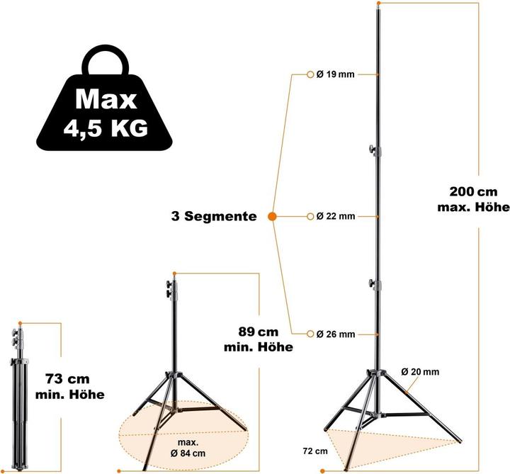 Actual product image Walimex Lamp tripod AIR, 200cm (200 cm, 3 kg)