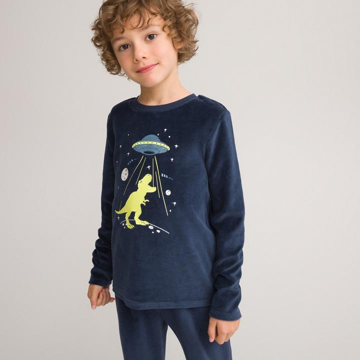 Actual product image La Redoute Collections Velvet pyjamas with noctilucent motif (152)