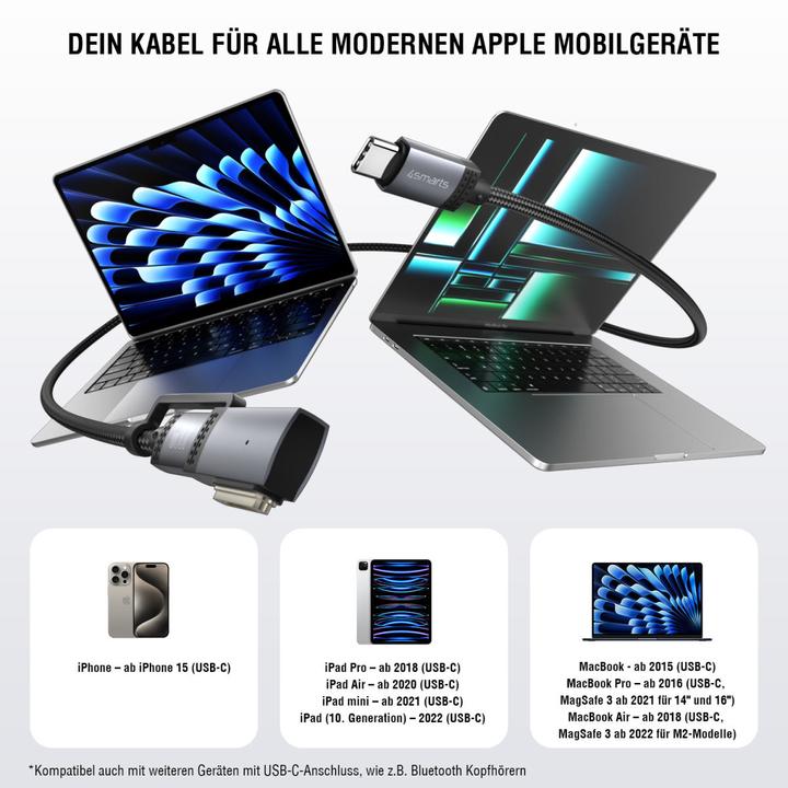 Produktbild 4smarts MagSafe 3 Adapter + USB-C Kabel (2 m, USB 3.2 Gen 1, 100 W)