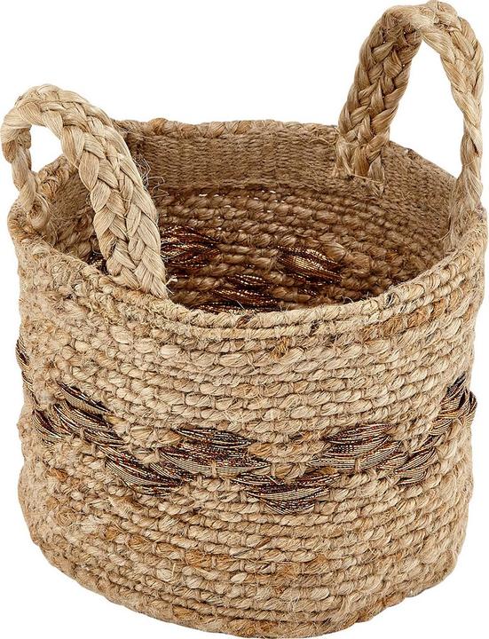 Immagine prodotto Liv Interior Cestino di Juta 16 x 16 cm, Oro/Natura (1 x, 16 x 16 x 16 cm)