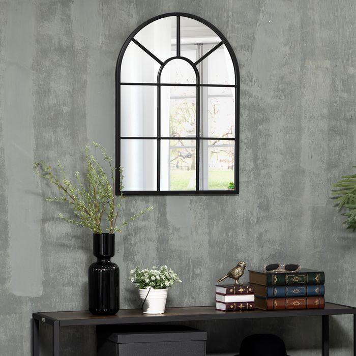 Produktbild Swisshandel24 Wandspiegel Fensterspiegel 70x50 cm, Metallrahmen, Schwarz (70 x 50 cm)