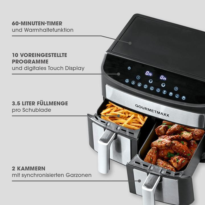 Image du produit Gourmetmaxx Friteuse à air chaud à deux chambres