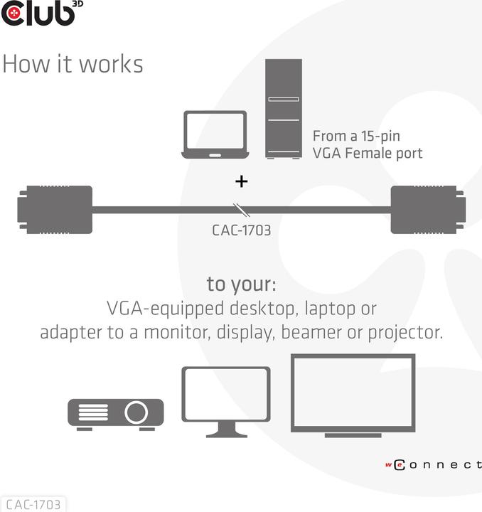 Image du produit Club 3D Club3D câble VGA > VGA mâle/mâle (3 m, VGA)