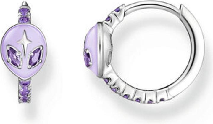 Thomas Sabo Creole Alienkopf mit Kaltemaille und violetten Steinen Silber (Emaille, 925er Silber)