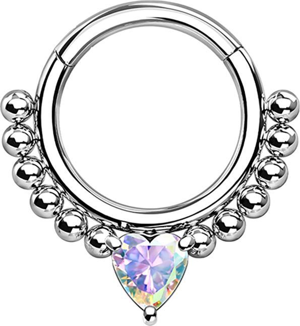 Actual product image Star Piercing Micro segment ring hinged silver beads and heart box multicolour (without brass, Surgical steel 316L)
