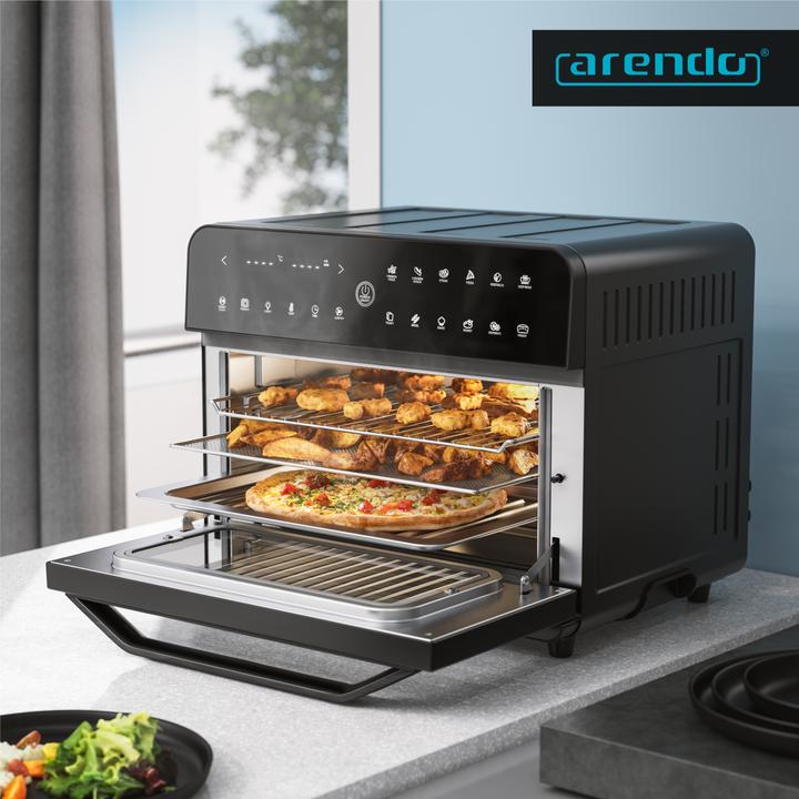 Produktbild Arendo Minibackofen Airfryer 25L Edelstahl Multifunktionsofen, XXL Heissluftfritteuse 1800W, mit Backpapier (CH-Stecker)