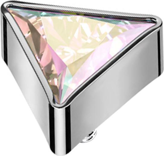 Star Piercing Dermal Anchor dreieck silber Kristall multicolor (ohne Messing, Titan G23)