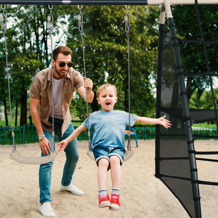 Immagine prodotto Axi Parco giochi in metallo con doppia altalena e struttura per arrampicarsi Antracite/Crema
