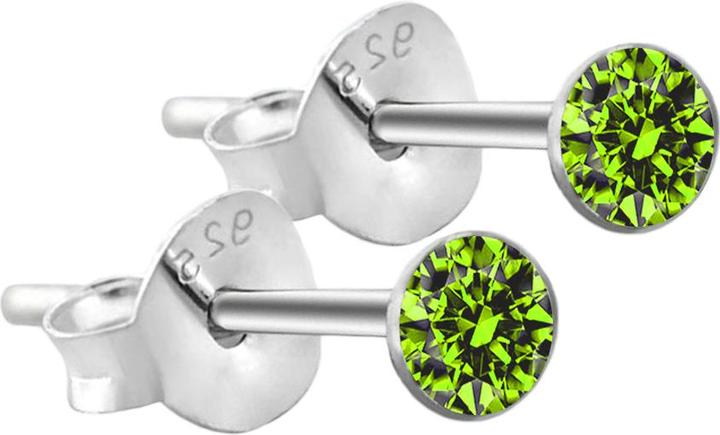 Star Piercing Ohrstecker rund aus 925 Sterlingsliber mit Kristall hellgrün (925 Sterlingsilber, ohne Messing)