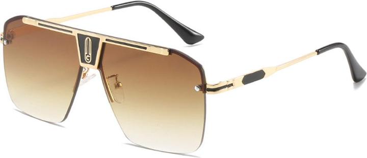Actual product image Techsuit - Sunglasses (2576) - for Men with Aluminum Frame, Oversized - Gold / Brown