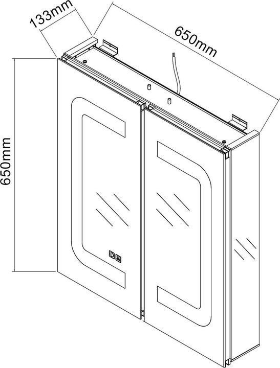Produktbild SONNI Spiegelschrank für Badezimmer mit Beleuchtung, 75 x 65 cm, Doppeltür, Aluminium, Anti-Kondensa