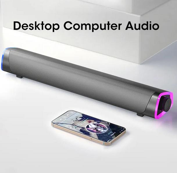 Actual product image PhoneLook Barre de son Bluetooth V8 stylée et minimaliste avec éclairage d ambiance LED + USB + AUX (USB power delivery)