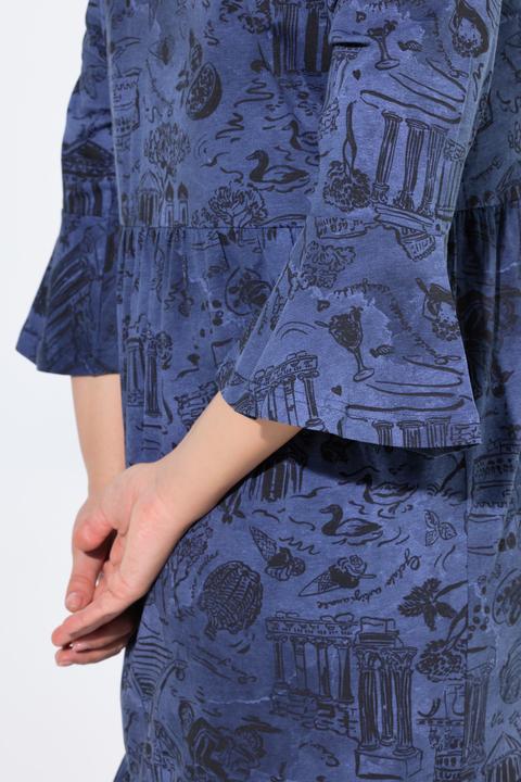Produktbild Ulla Popken Jerseykleid, A-Linie, Tunika-Ausschnitt, 3/4-Arm (50, 52)