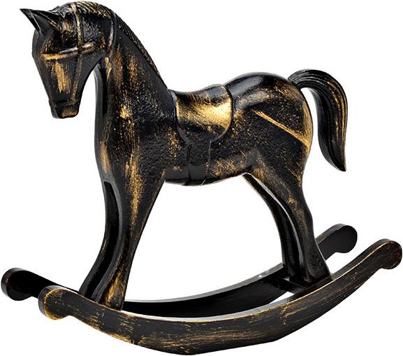 Produktbild G. Wurm Schaukelpferd aus Holz Schwarz, gold (B/H/T) 26x22
