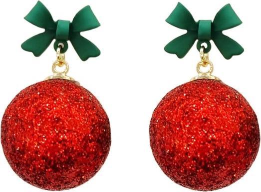 Image du produit Snazzy Santa Boucles d'oreilles boules de Noël rouges (Rouge)
