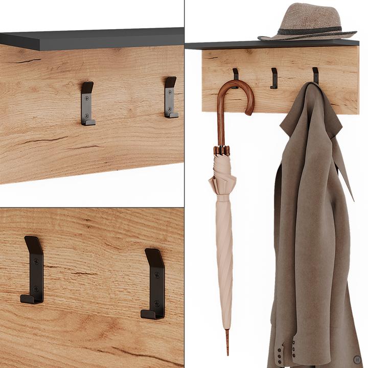 Produktbild Vichy Garderobe mit Hutablage Orlando, Anthrazit/Goldkraft Eiche, 60 x 21.6 cm