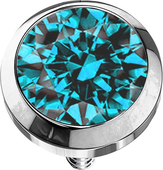 Produktbild Star Piercing Dermal Anchor silber mit Kristall aqua (ohne Messing, Titan G23)