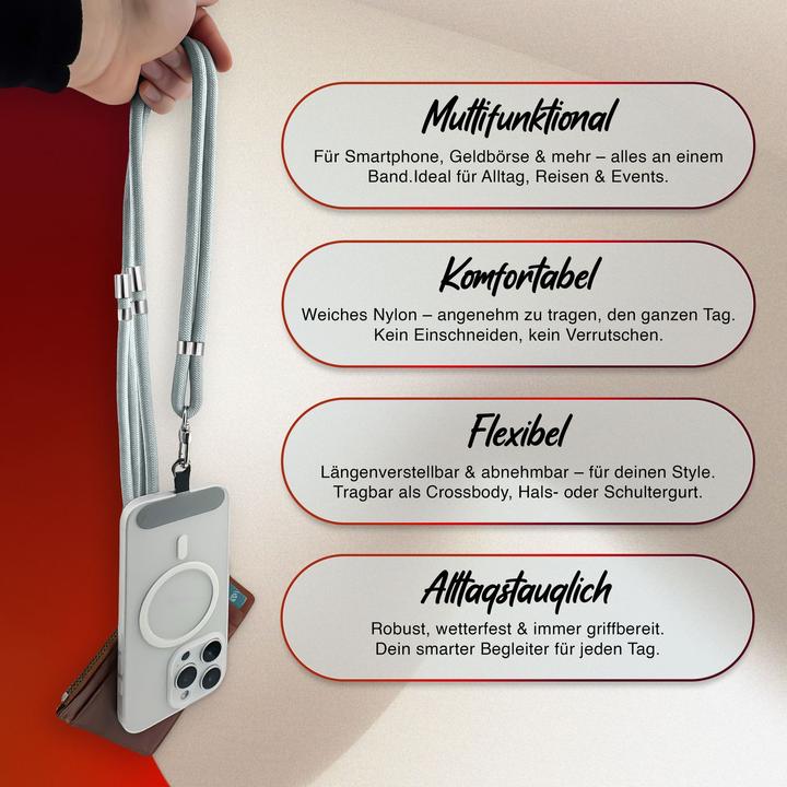 Image du produit Nalia HoldMe Lanyard Handykette – Universal Trageband für Smartphones - Verstellbar, Soft & Elastisch
