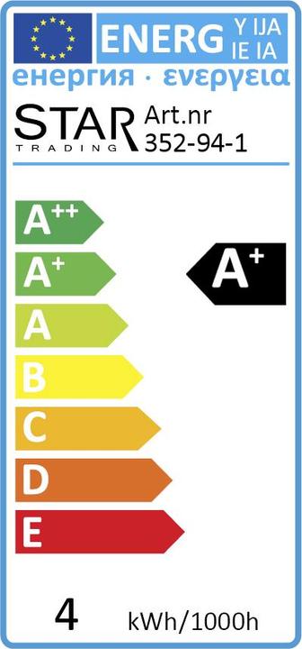 Energy Label Star Trading Illumination (E27, 4 W, 350 lm, 1 x, F)