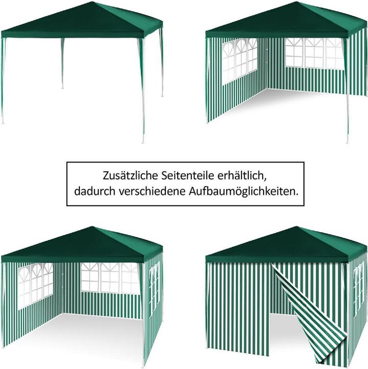Produktbild VCM Pavillon Partyzelt 3x3m grün weiss wasserdicht 4 Seitenteile Gartenzelt Eventzelt (300 cm, 300 cm)