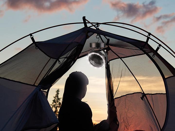 Image du produit Sichler Lot de 2 ventilateurs de camping 3en1 à accu, LED, banque d'énergie USB, Ø 16 cm