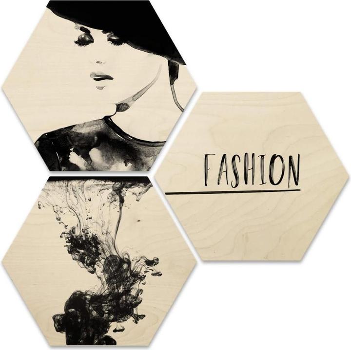 Produktbild Trenddeko Hexagon - Holz Birke-Furnier - Fashion Mode (3er Set) (35 x 30 cm)