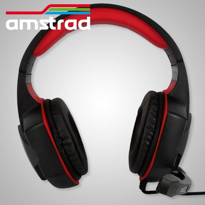 Actual product image Amstrad Gaming Headset 40mm Power Bass Black / Red (Cable)