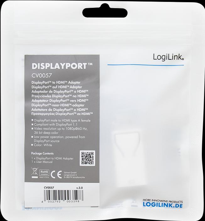 Produktbild LogiLink DisplayPort zu (HDMI, 6.40 cm)