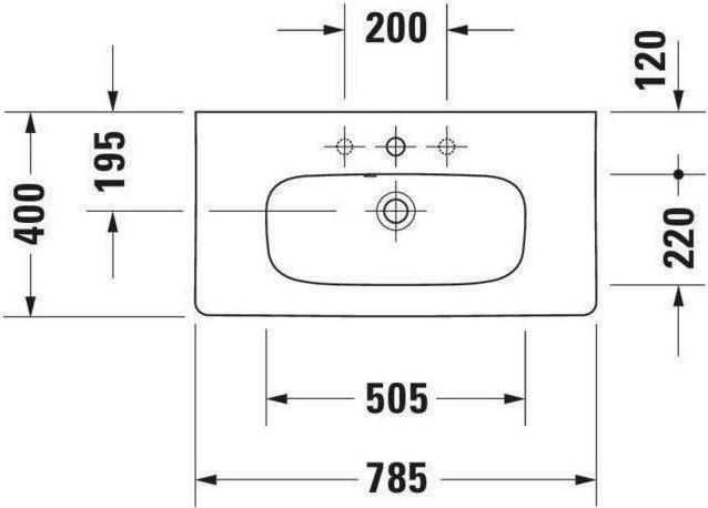 Produktbild Duravit Möbelwaschtisch DuraStyle 78,5 cm weiss 233778 (400 mm, 785 mm)