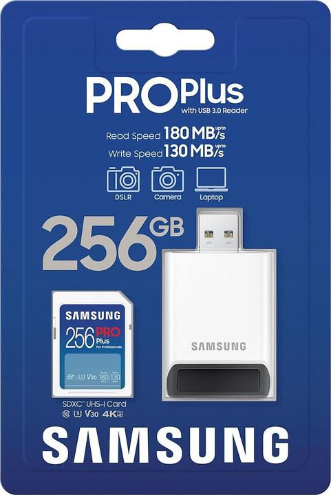 Produktbild Samsung Karta pamięci SD PRO Plus MB-SD256SB/WW 256GB + czytnik (256 GB, SDXC, U3, UHS-I)