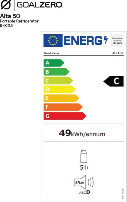 Energy Label Goal Zero Alta 50 (52 l)