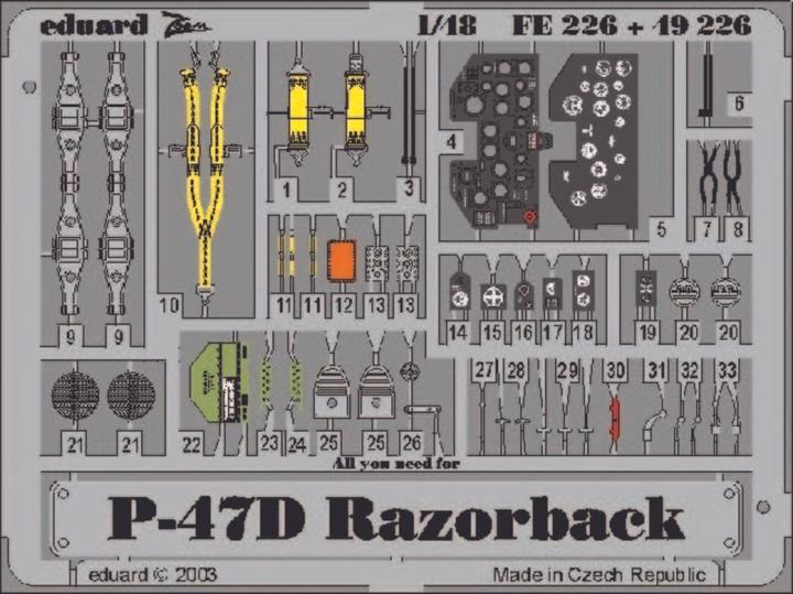 Immagine prodotto Eduard P-47D Razorback per kit Tamiya