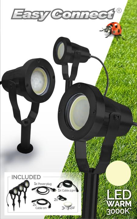 Easy Connect Set avec 3 projecteur alu noir (960 lm, GU10, IP67)
