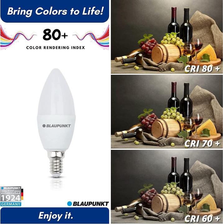 Produktbild Blaupunkt LED E14 Glühbirne - Kerze - 7W - Warmweiss 2700K - Led Lampen - 4-er Pack (E14, 7 W, 640 lm, 4 x, F)