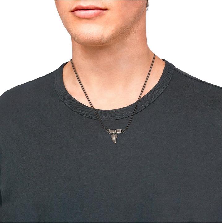 Immagine prodotto S.Oliver Collana da uomo, pelle, acciaio inox | dente (Acciaio inossidabile, 40 cm)