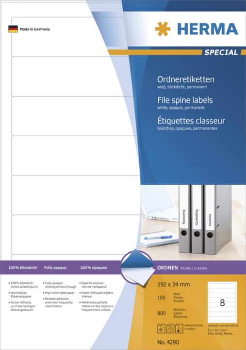 Actual product image HERMA Folder labels A4