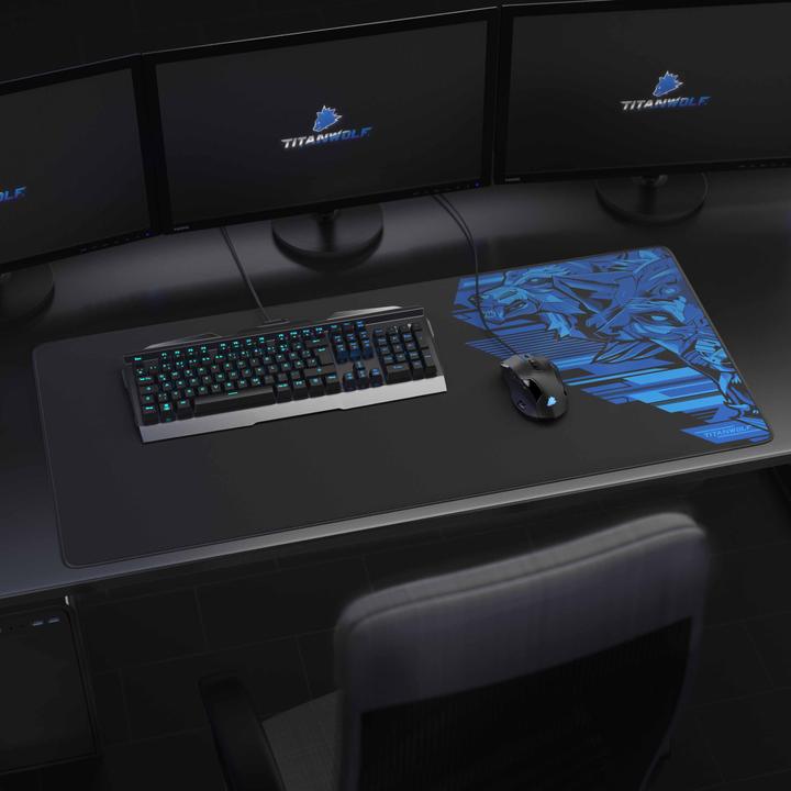 Actual product image Titanwolf Gaming Mouse Pad XXL, smooth fabric, speed mouse mat 900 x 400mm large surface, Vector Blue (XXL)