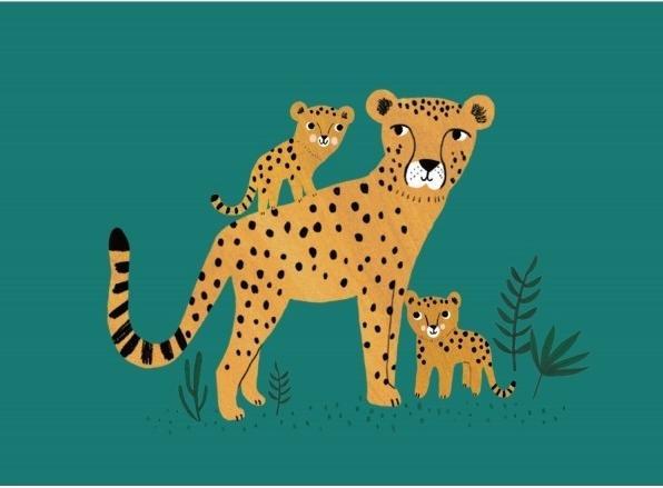 Immagine prodotto Petit Monkey Biglietto di compleanno ghepardo con bambino
