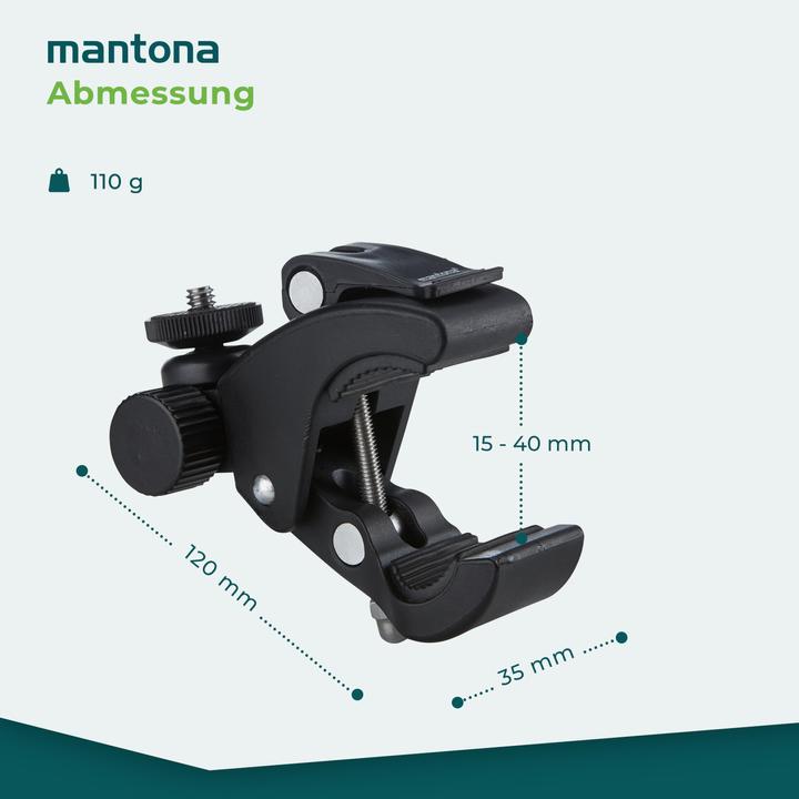 Produktbild mantona Klemmhalterung XL (Hero 6, Hero 7, Hero 3, Hero 3+, Hero 4, Hero 2, hero 5)