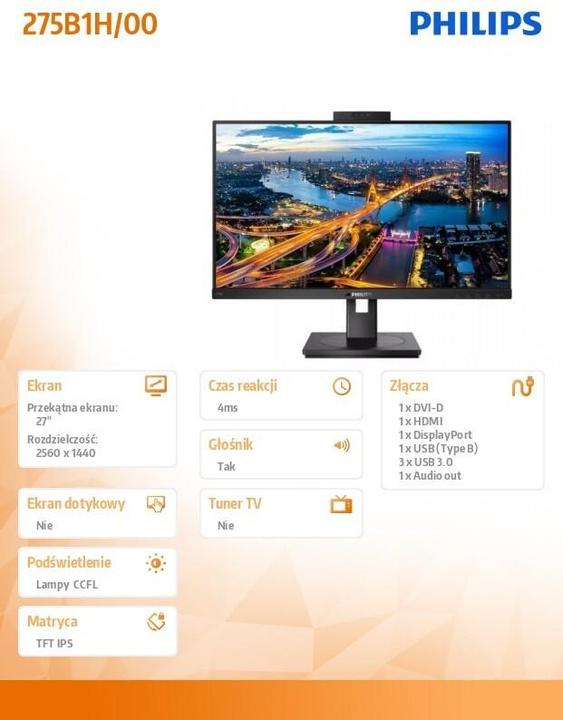 Productafbeelding Philips 275B1H/00 (2560 x 1440 pixels, 27")