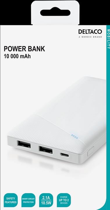 Productafbeelding Deltaco Externe batterij 10000 mAh, 2.1 A (10000 mAh, 10.50 W, 37 Wh)