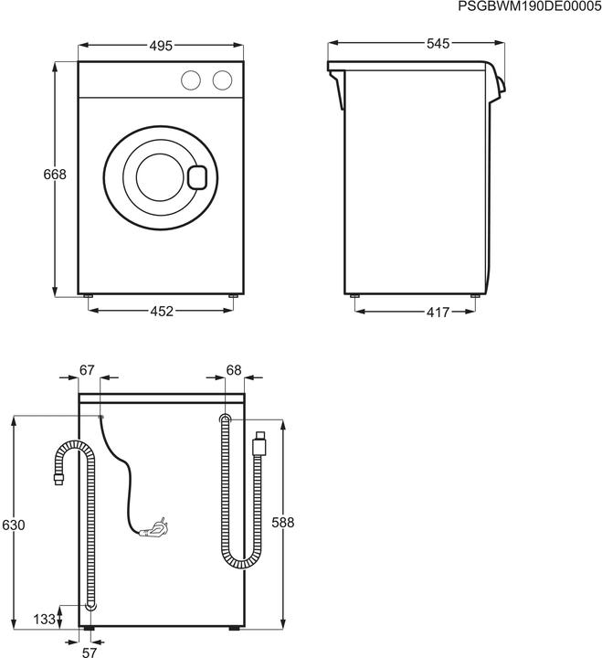 Nutritional values and ingredients Electrolux EWC1352 (3 kg, Left)